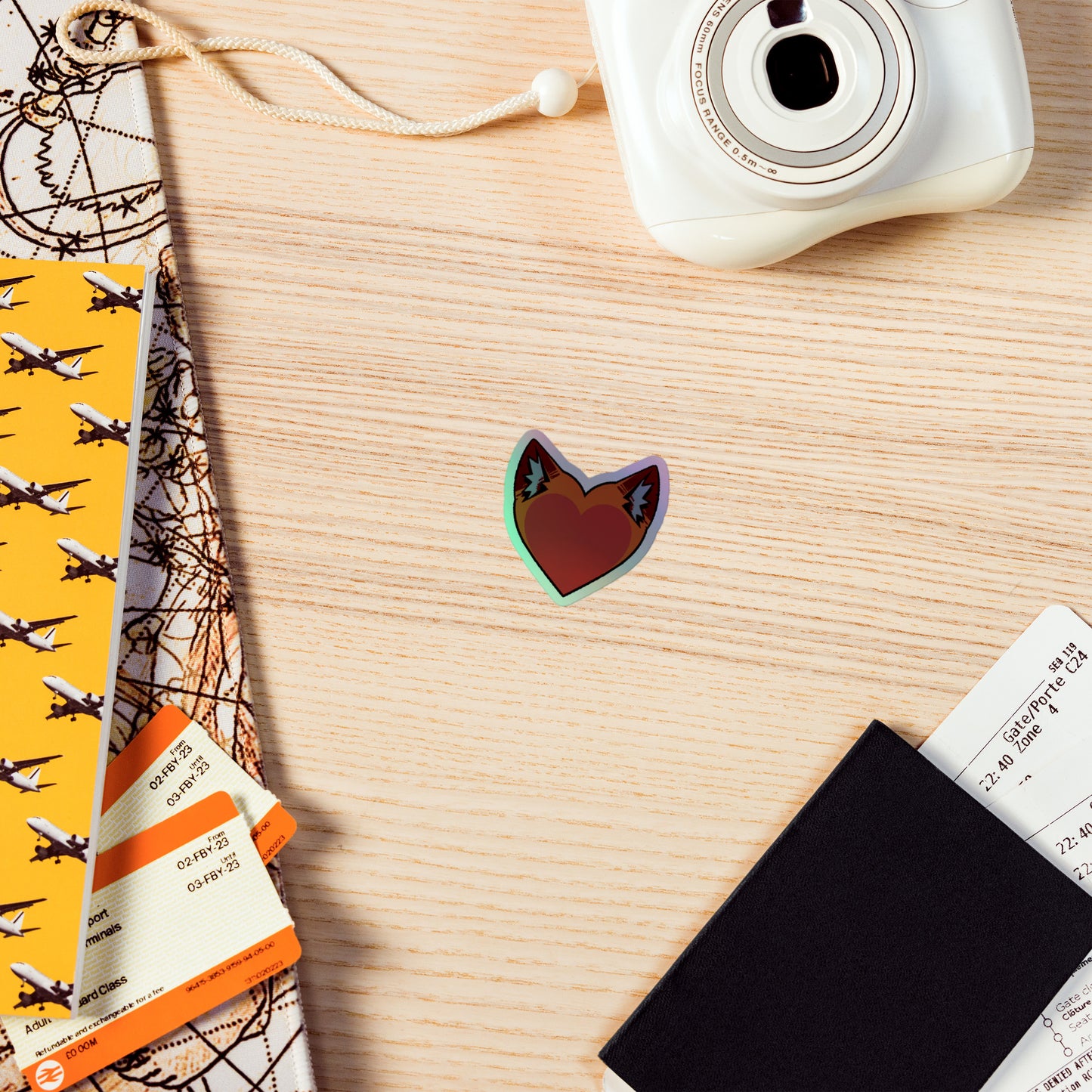 Foxy Heart Holographic sticker